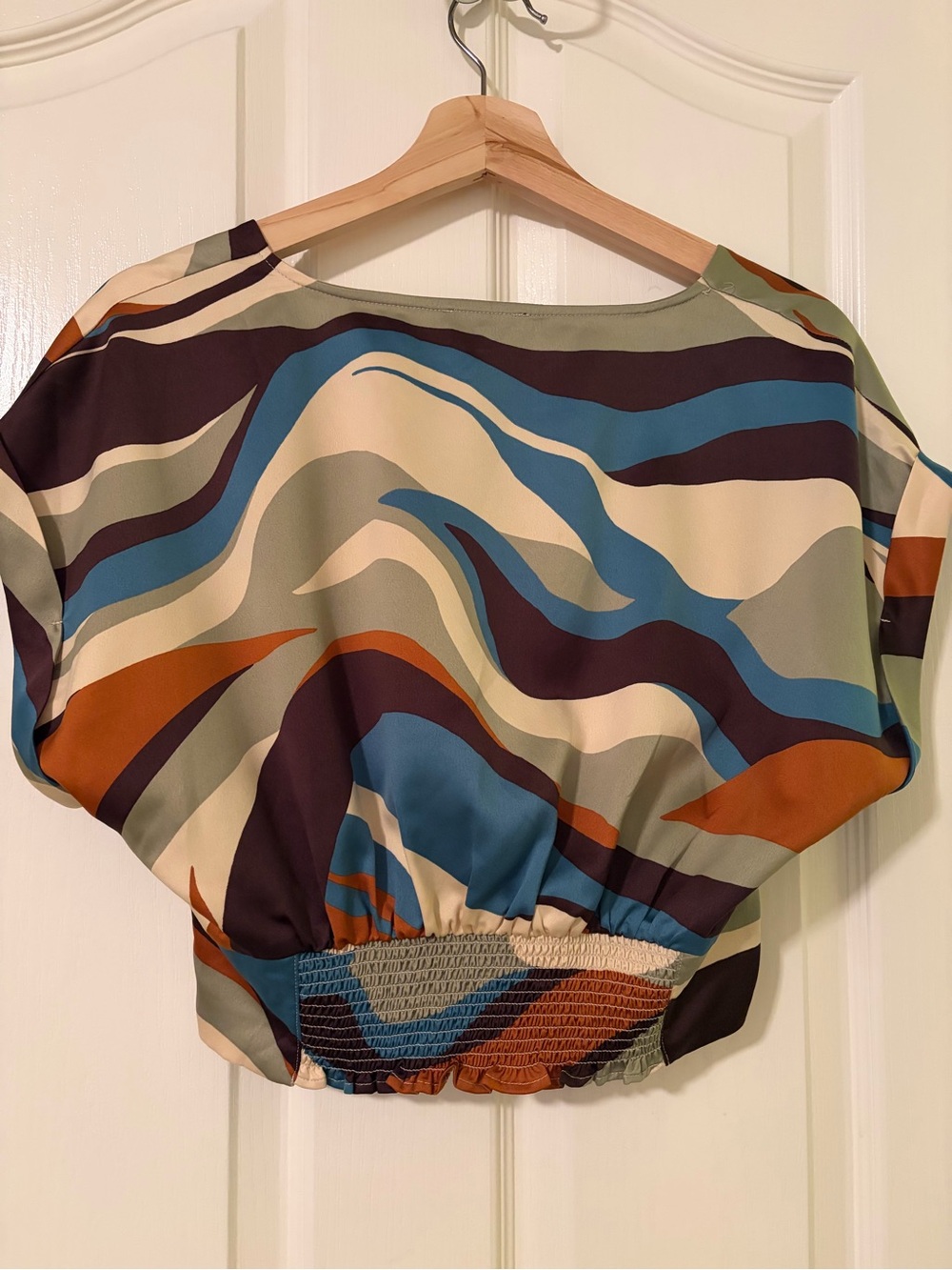 Dynamite Multi-Color Wave Twist-Front Crop Top - Picture 2 of 6
